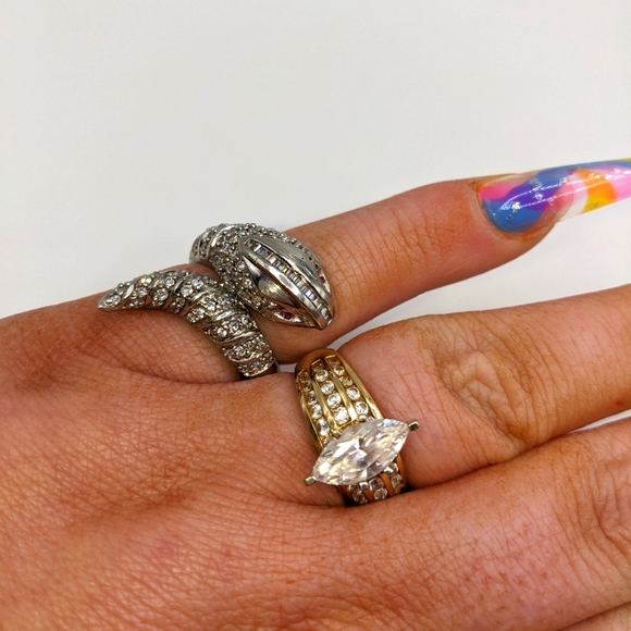 Snake Bypass Design Sterling Silver Ring - Picture 5 of 11